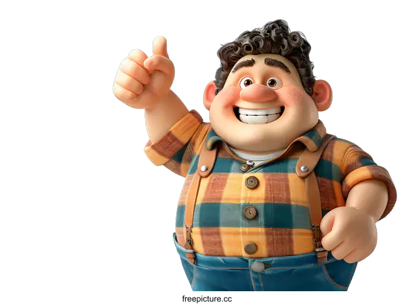 [Transparent Background PNG]Happy Cartoon Man Giving a Thumbs Up