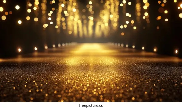 Golden Glitter Background with Bokeh Lights