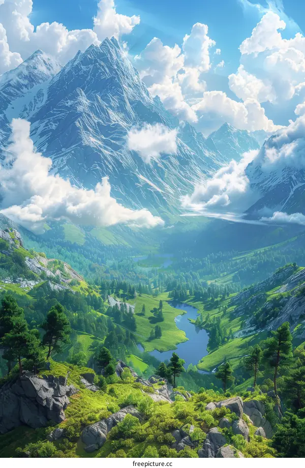 Majestic Mountain and River Landscape