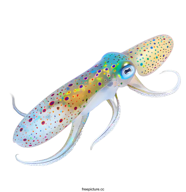 [Transparent Background PNG]Colorful Squid on White Background