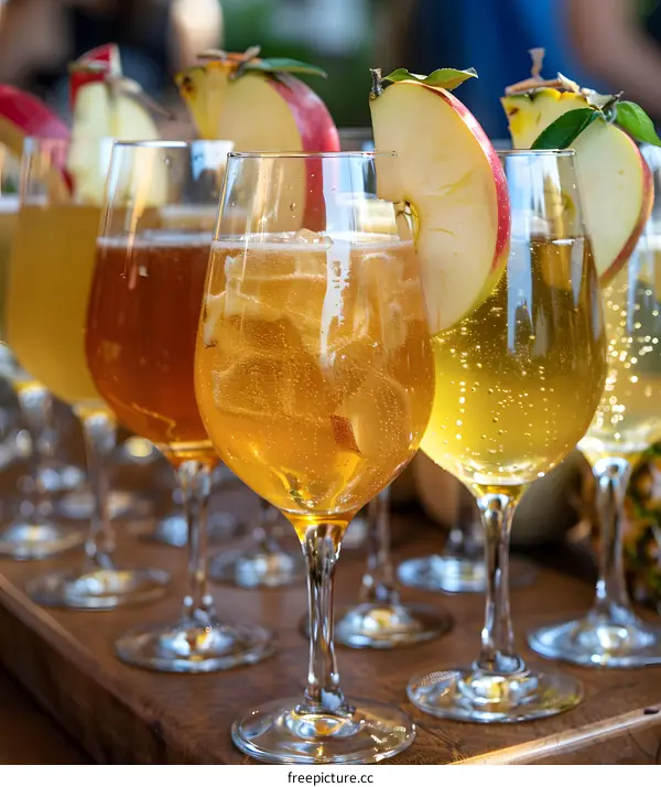 Golden Apple Cider in Glass Cups