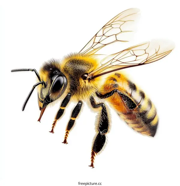 Close-up of a Honeybee in Flight