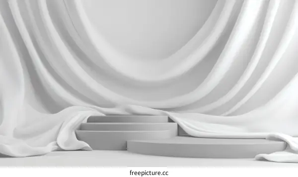 Elegant White Fabric Drapery on a Modern Display