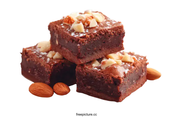 [Transparent Background PNG]Delicious Chocolate Brownies with Almonds