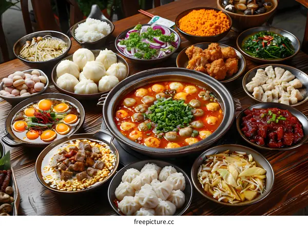 A table full of delicious Chinese food