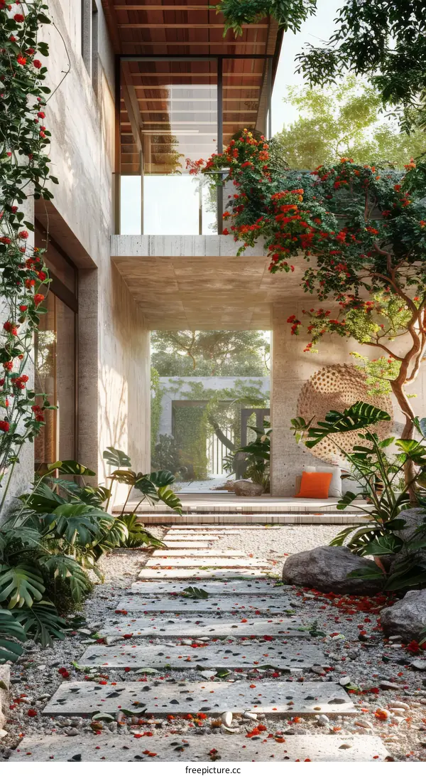 Modern Courtyard Garden Design with Walkway