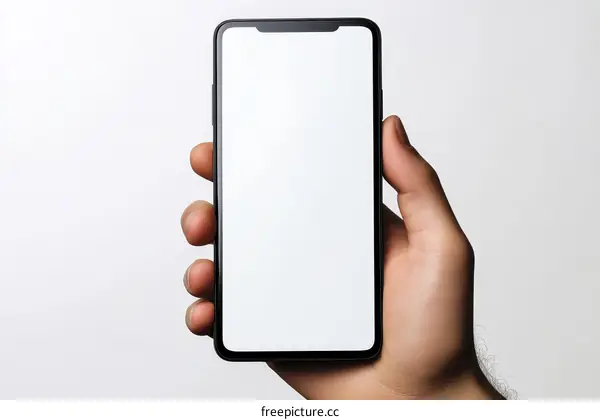 Hand Holding a Modern Smartphone with Blank Screen