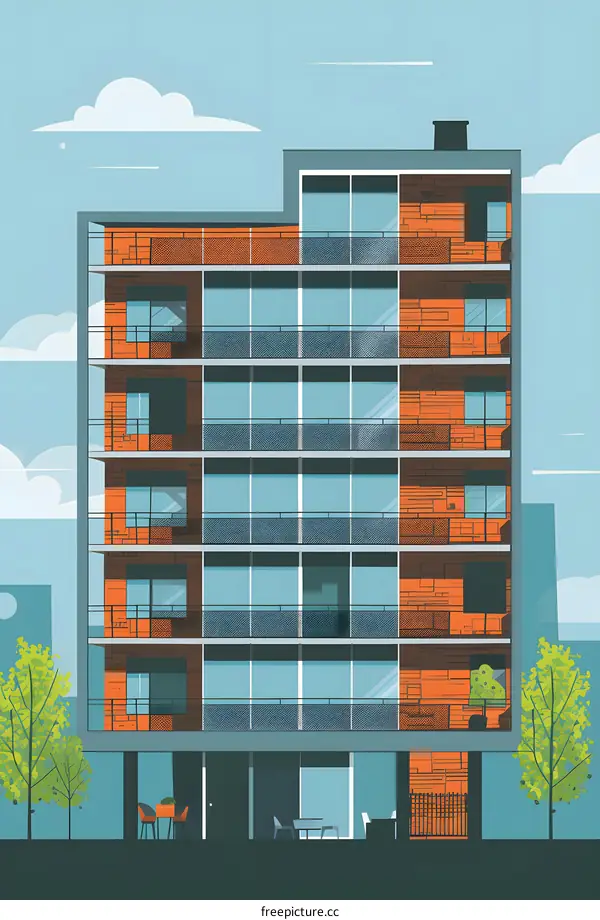 Modern Apartment Building Illustration