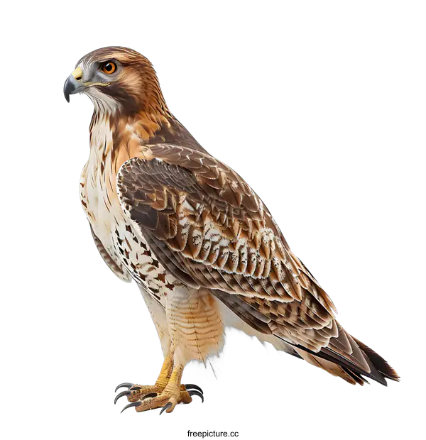 [Transparent Background PNG]Red-Tailed Hawk on White Background
