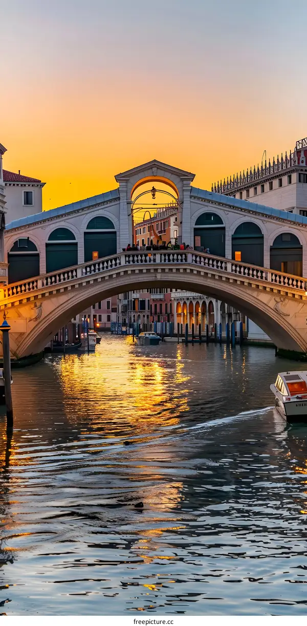 The Bridge of Sighs in Venice at Sunset