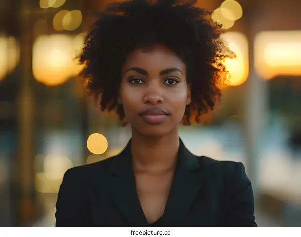 Portrait of African American woman with afro hair