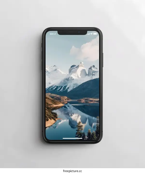 Black Smartphone with Landscape Wallpaper