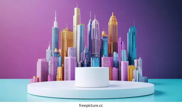 Colorful Cityscape Abstract Display