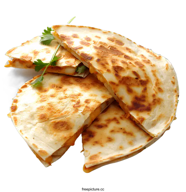 [Transparent Background PNG]Grilled cheese quesadillas with cilantro