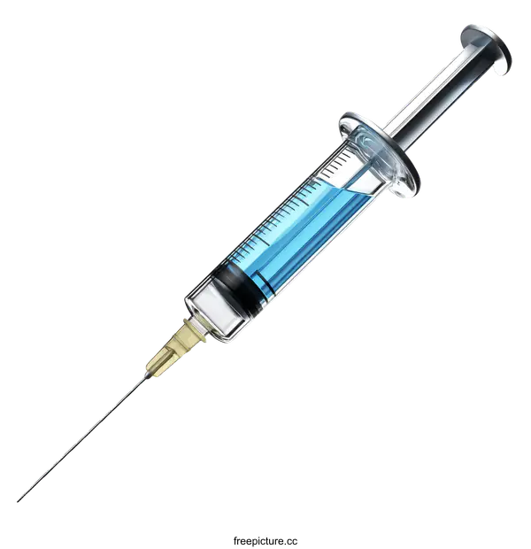 [Transparent Background PNG]Medical Syringe with Blue Liquid