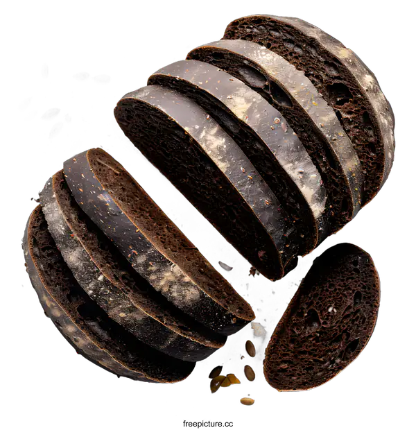 [Transparent Background PNG]Dark Rye Bread Slices With Seeds On White Background
