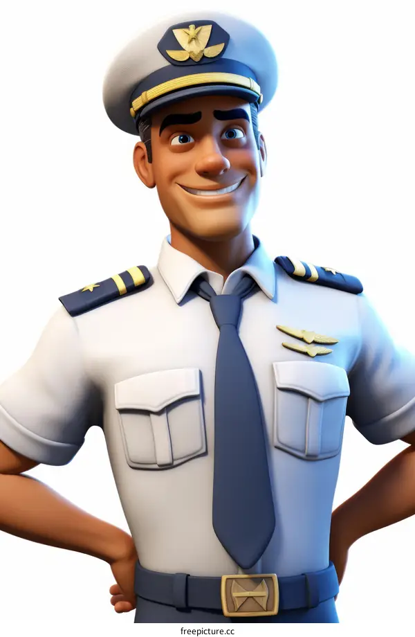 Smiling Pilot in Uniform