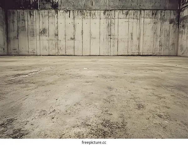 Empty Concrete Room with a Wall in the Background