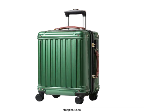 [Transparent Background PNG]Emerald Green Travel Suitcase in Studio Setting