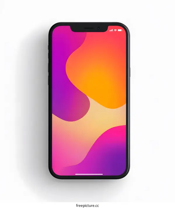 Black Smartphone With Colorful Abstract Background