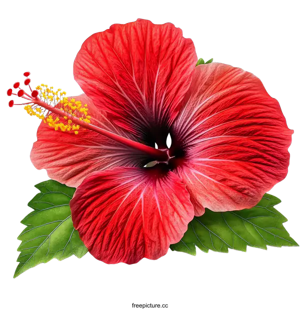 [Transparent Background PNG]Beautiful Red Hibiscus Flower Close-up