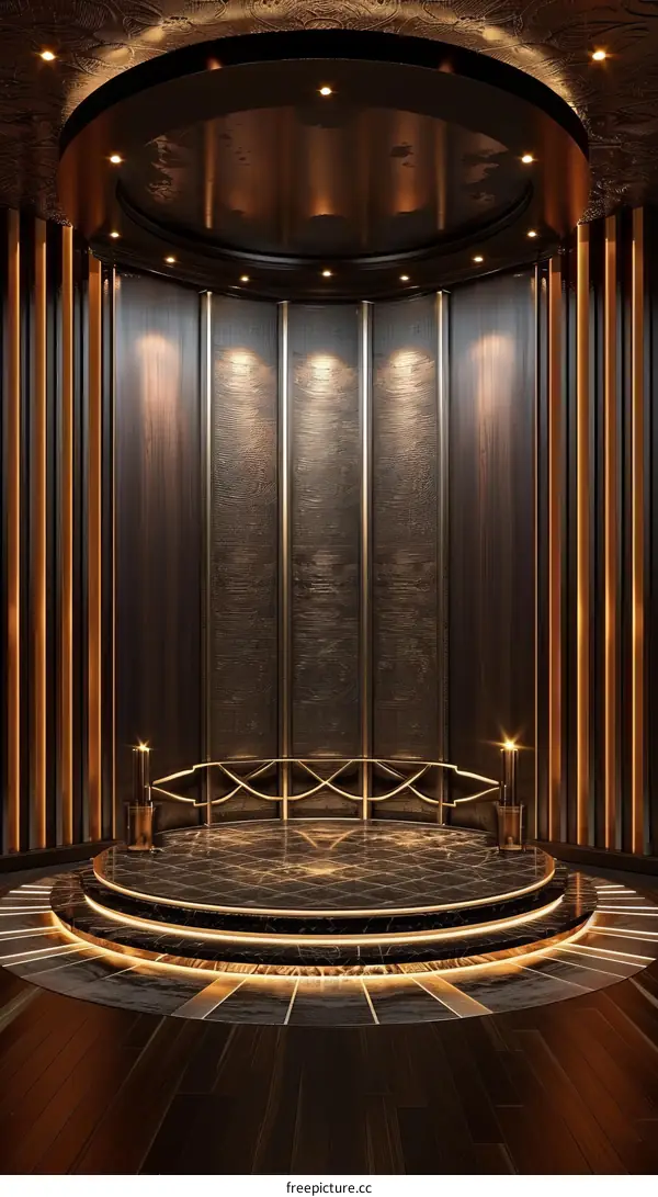 Ornate Stage with Marble Floor and Gold