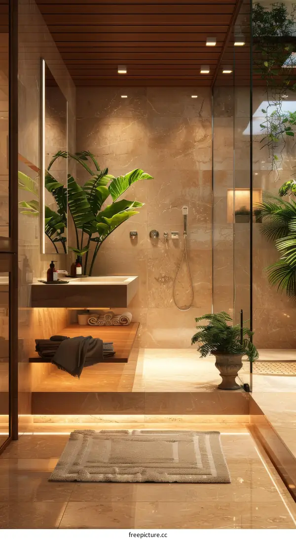 Modern Luxurious Tropical Bathroom Interior Design