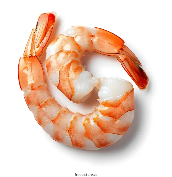 Fresh cooked shrimp isolated on white background