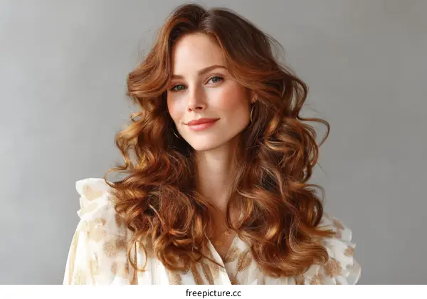 Beautiful Woman with Wavy Red Hair