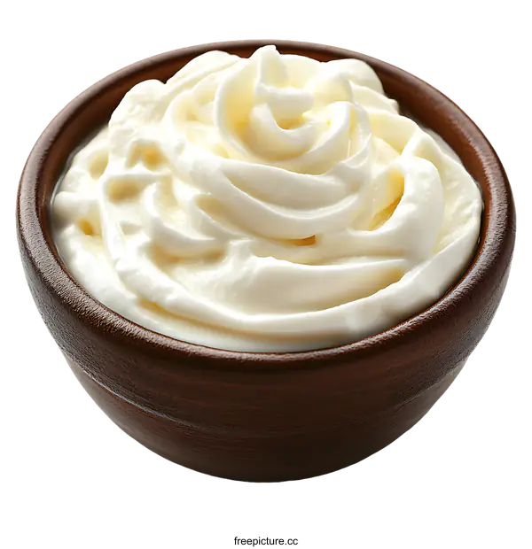 [Transparent Background PNG]Creamy Whipped Topping in a Bowl