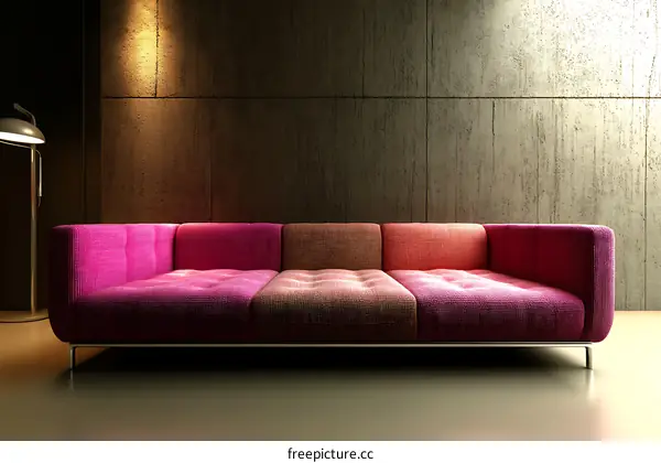 Modern Pink Sofa in a Concrete Interior