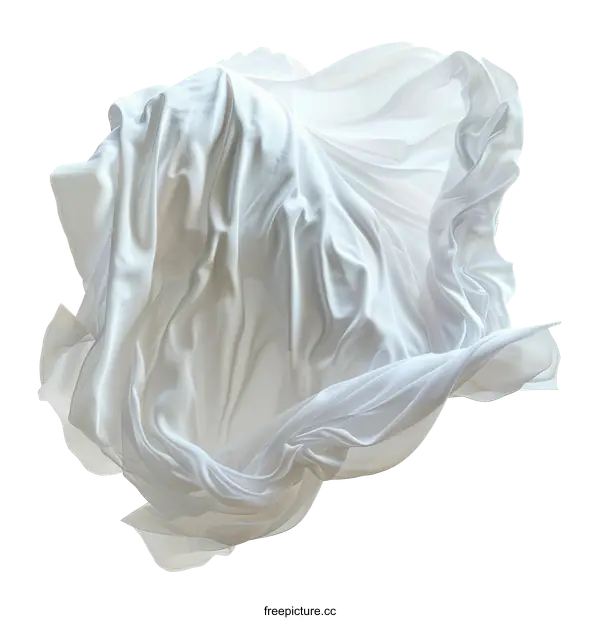 [Transparent Background PNG]Flowing White Fabric on White Background