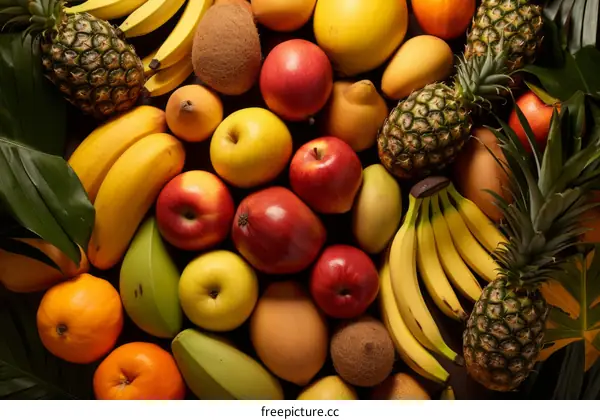 Fresh Fruits: Apples, Bananas, Pineapples, Oranges, and Kiwis