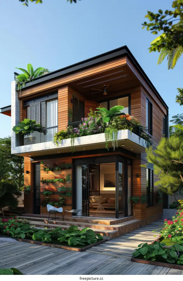 Modern Two-Story House with Sustainable Design