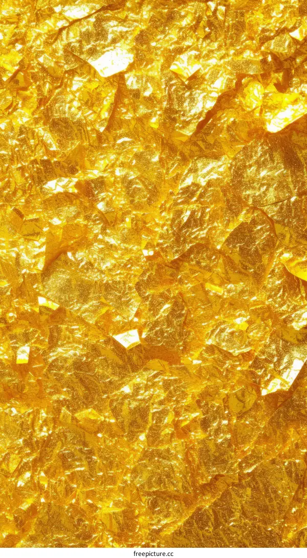Golden background with shiny crumpled foil