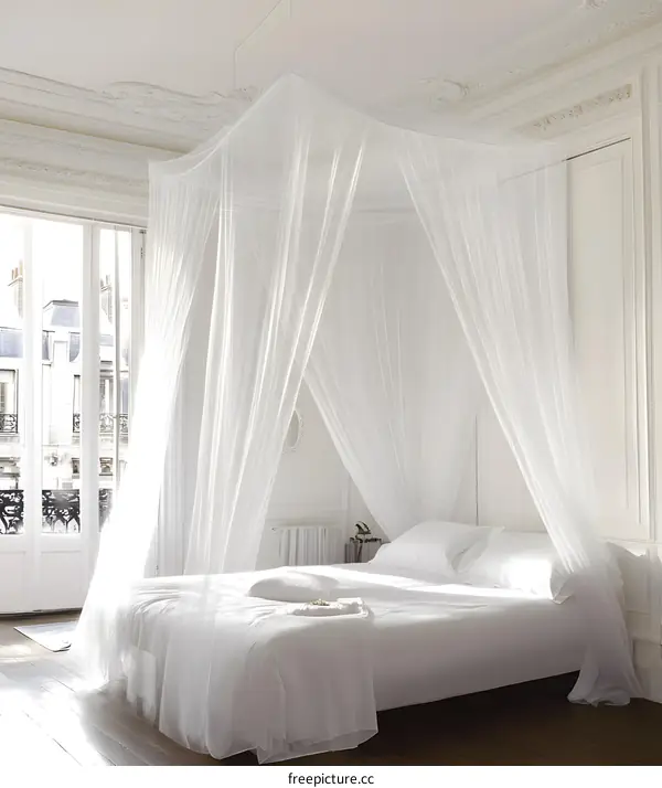 White Canopy Bed in a Luxurious Bedroom