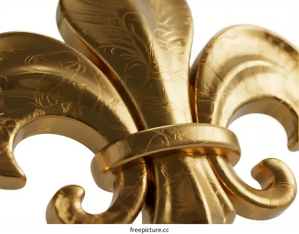Golden Fleur-de-Lis Ornament with Intricate Etching Details