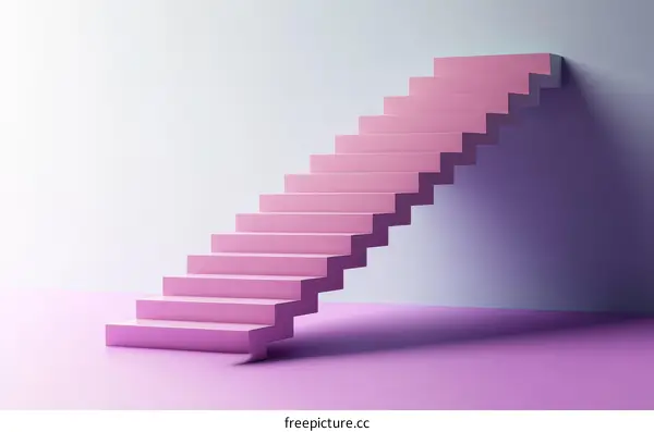 Pink Modern Minimalist Stairway Design
