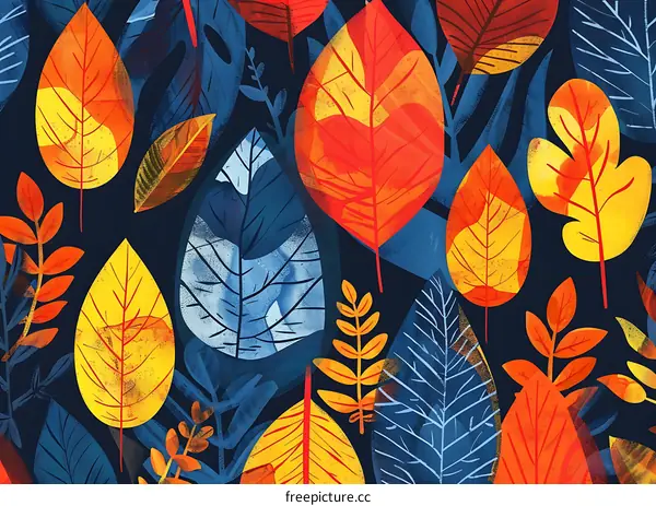 Colorful Autumn Leaves Pattern Seamless Background Design