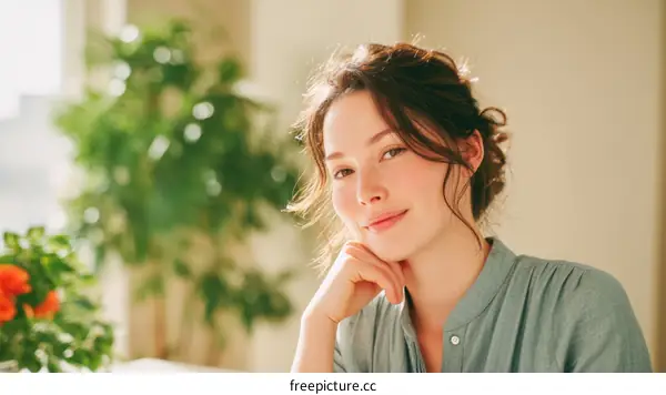 Woman Portrait in a Cozy Indoor Setting
