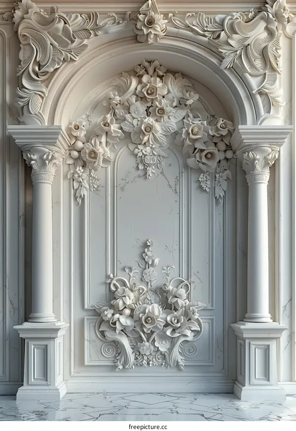 Classic Architectural Wall Decor with Floral Reliefs