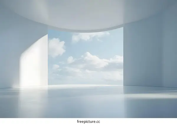 Modern Minimalist Interior Design With Curved Wall And Window View