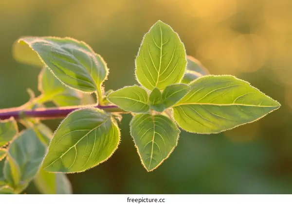 Close-up of a green leaf with serrated edges and a hairy texture, with the background blurred and out of focus