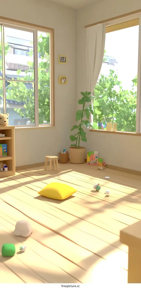 Sunny Living Room Interior Design with Minimalist Furniture and Decor