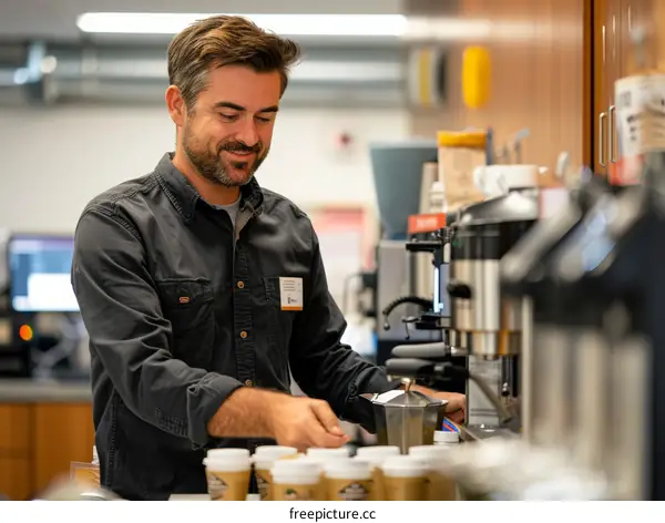 Barista making coffee