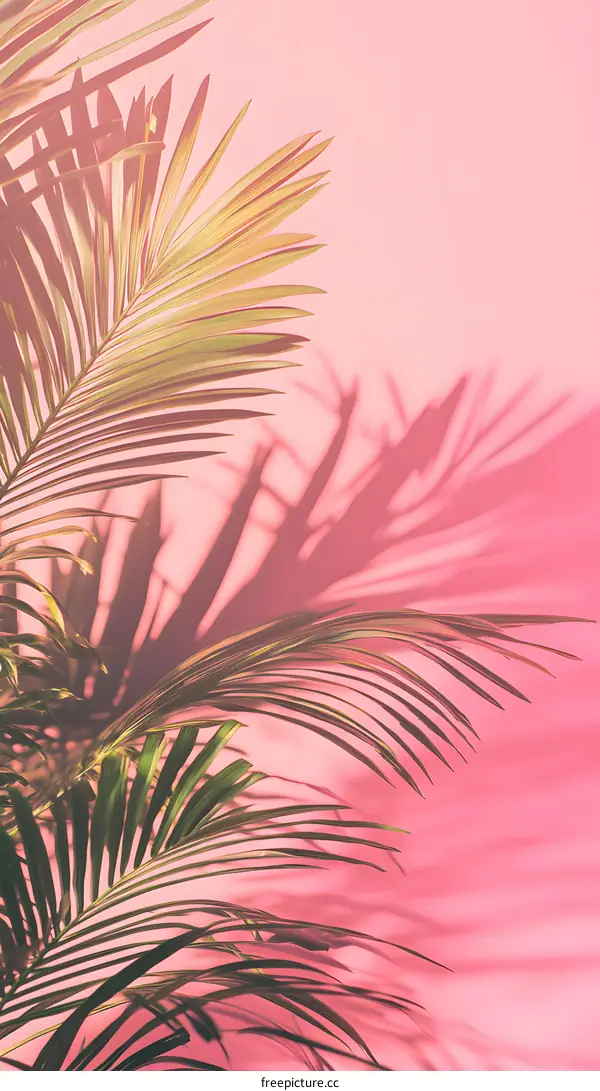 Palm Leaf Shadow On Pink Background