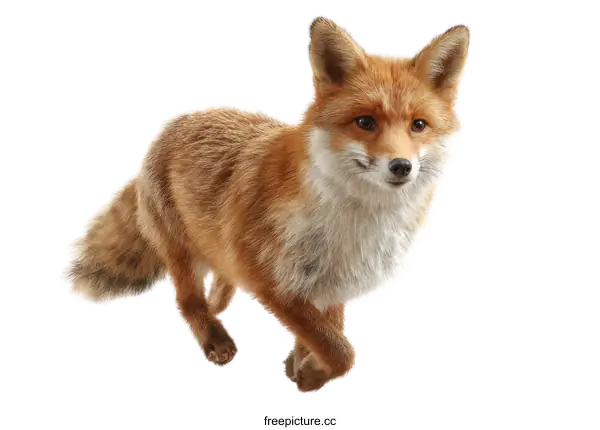 [Transparent Background PNG]Red Fox Running on a White Background