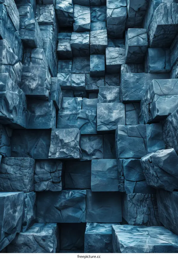 Blue Stone Wall Tiles Texture for Background