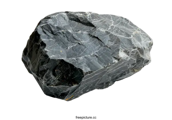 [Transparent Background PNG]A large piece of black coal isolated on black background