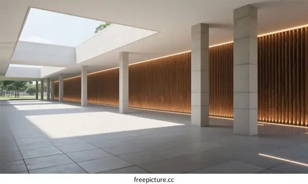 Modern Architectural Space with Natural Light and Columns